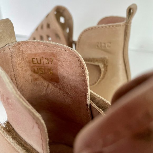 Musse & Cloud Caila Leather Perforated Western Ankle Booties Taupe 37 = 6/6.5 - Picture 6 of 13